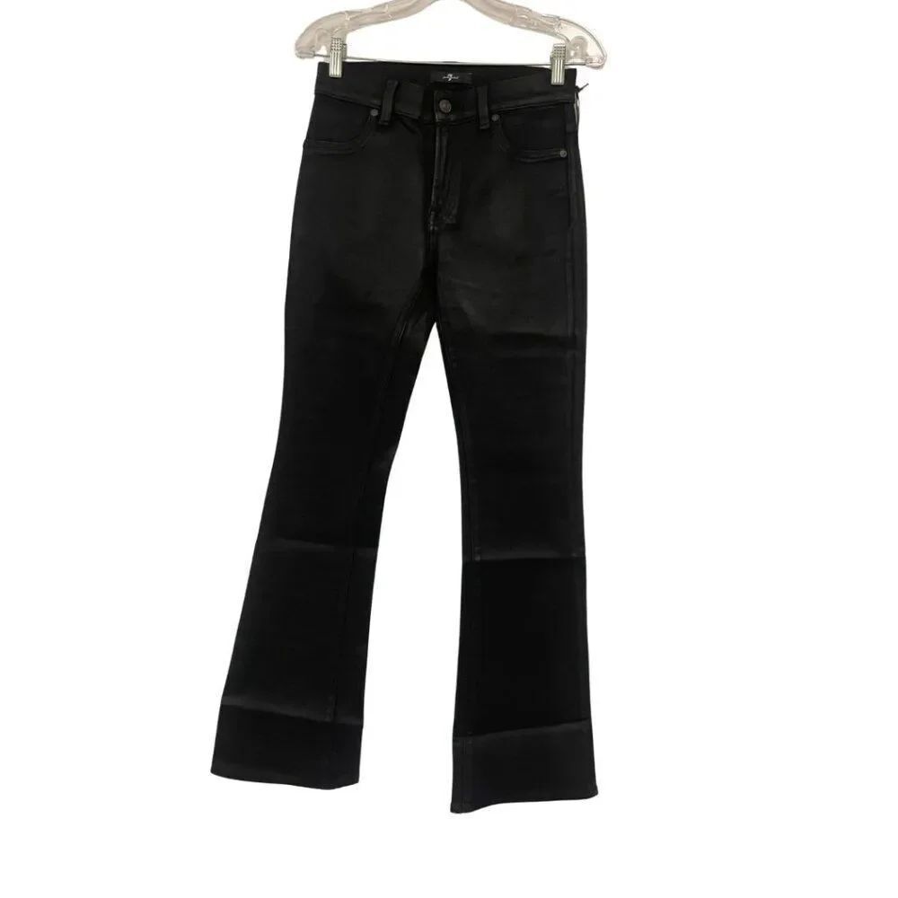 7 For All Mankind Women Jeans Bootcut Size 27 Black Denim Tailorless Stretch NWT